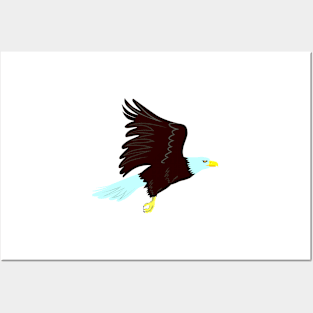 Bald Eagle Flying Side retro Posters and Art